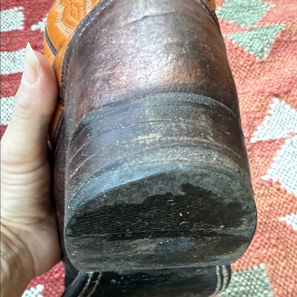 Anderson Bean Women’s Orange and Brown/Burgundy Western Boots - Picture 8 of 17